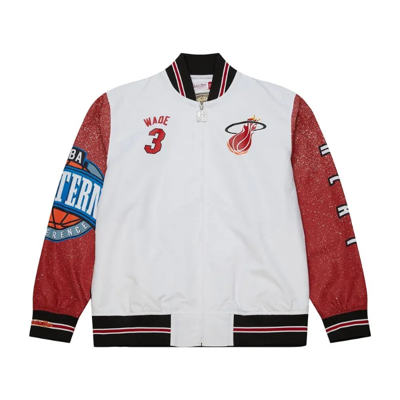 Jaqueta Mitchell & Ness Player Burst Warm Up Jacket Miami Heat Dwyane Wade Branca - GG