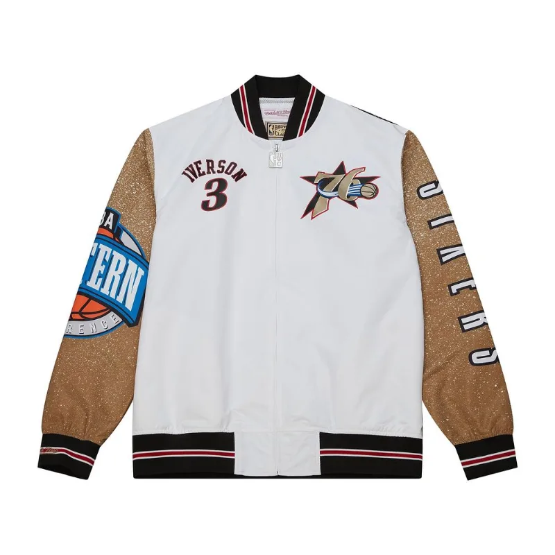 Jaqueta Mitchell & Ness Player Burst Warm Up Philadelphia 76ers Allen Iverson Branca - Plus M