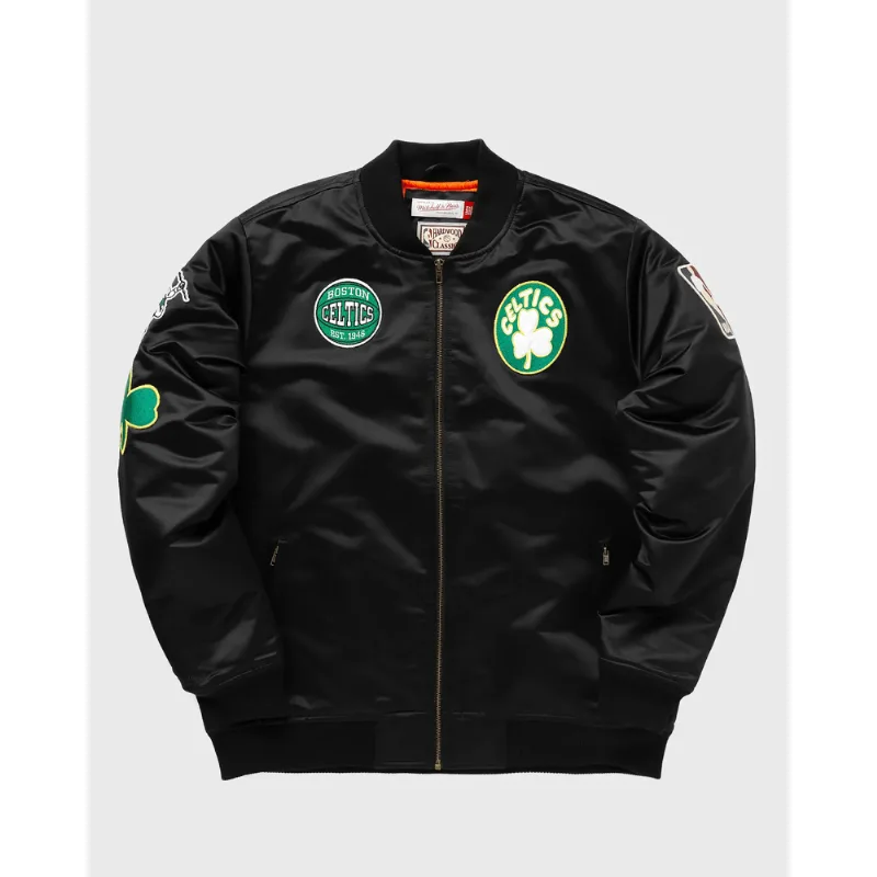 Jaqueta Mitchell & Ness NBA Satin Bomber Jacket Boston Celtics Preta - Plus M