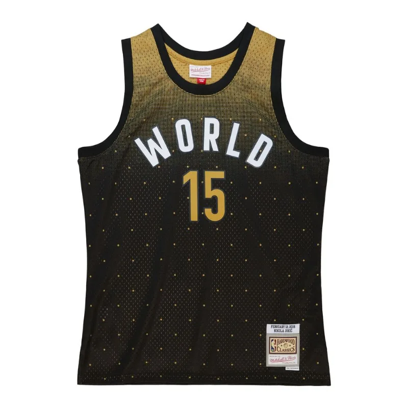 Regata Mitchell & Ness All-Star Word Swingman Jersey 2016-17 Nikola Jokic Preta e Dourado - XGG
