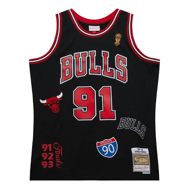 Regata Mitchell & Ness Highway Swingman Jersey Chicago Bulls 1997-98 Dennis Rodman Preta - M