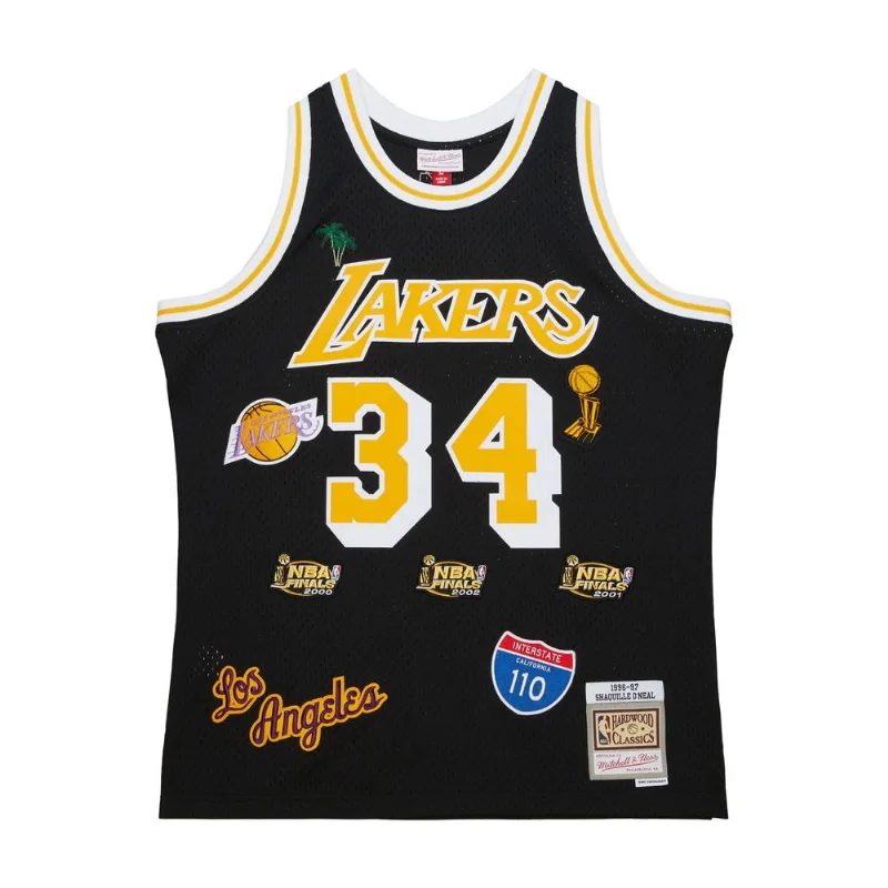 Regata Mitchell & Ness Highway Swingman Jersey Los Angeles Lakers 1996-97 Shaquille O'Neal Preta - M