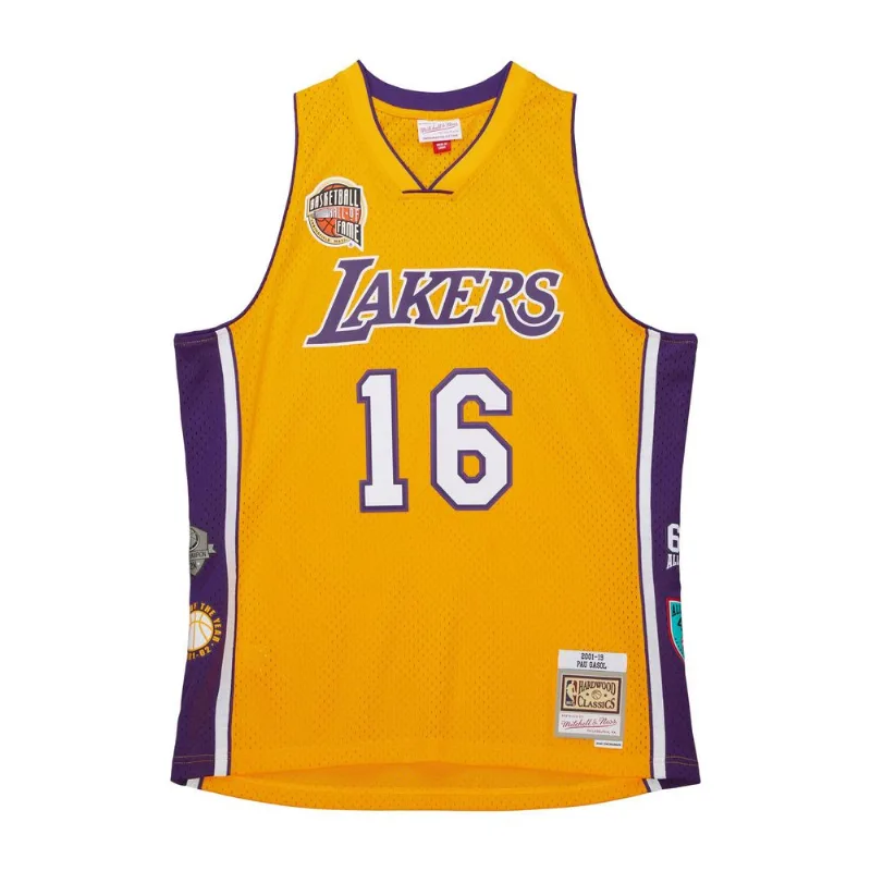 Regata Mitchell & Ness HOF Swingman Jersey Los Angeles Lakers Pau Gasol Dourado - GG