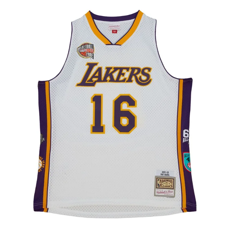 Regata Mitchell & Ness HOF Swingman Jersey Los Angeles Lakers Pau Gasol White Branca - GG