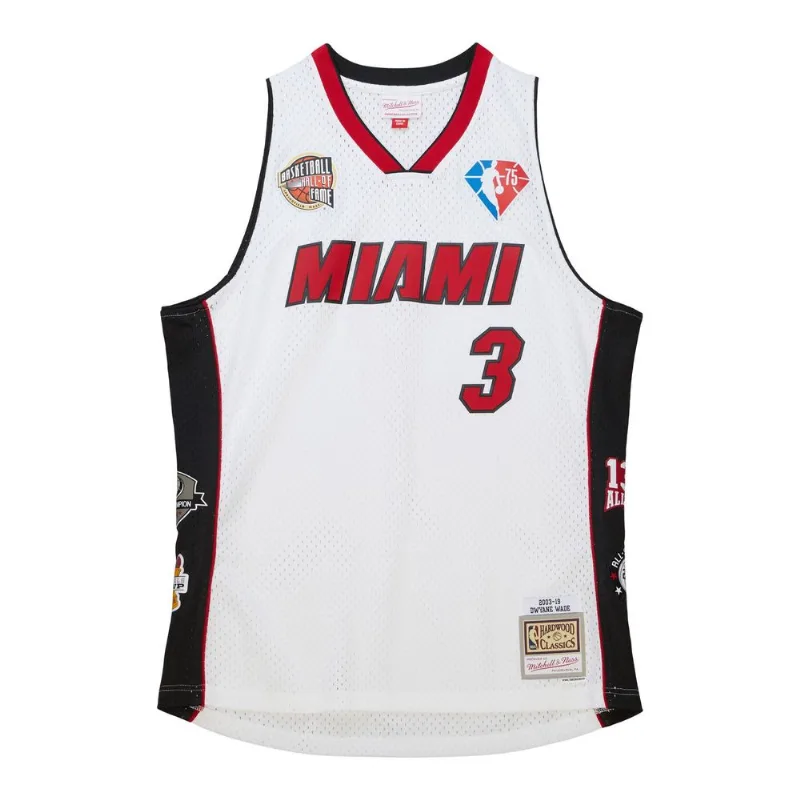 Regata Mitchell & Ness HOF Swingman Jersey Miami Heat Dwyane Wade Branca - XGG
