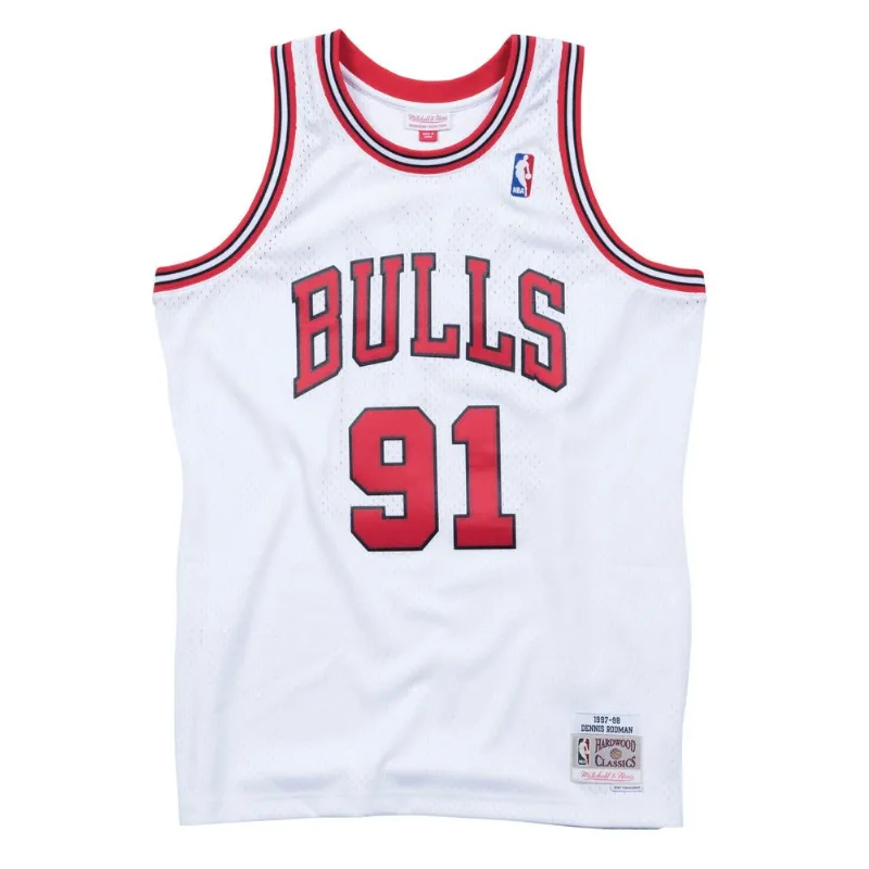 Regata Mitchell & Ness Swingman Jersey Chicago Bulls 1997-98 Dennis Rodman Branca - Plus M
