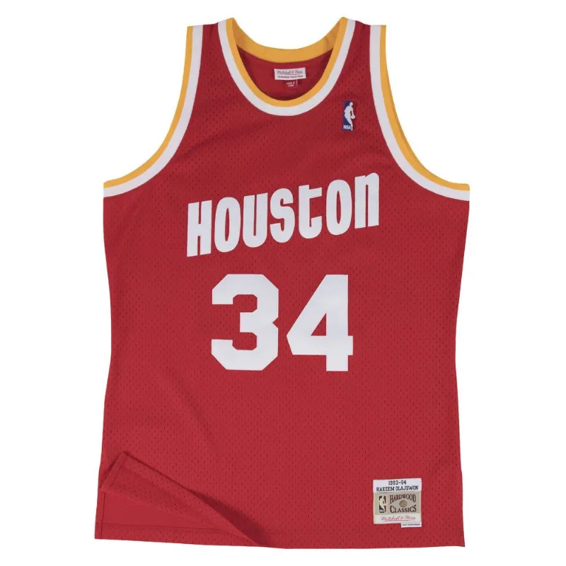 Regata Mitchell & Ness Swingman Jersey Houston Rockets Road 1993-94 Hakeem Olajuwon Vermelha - G