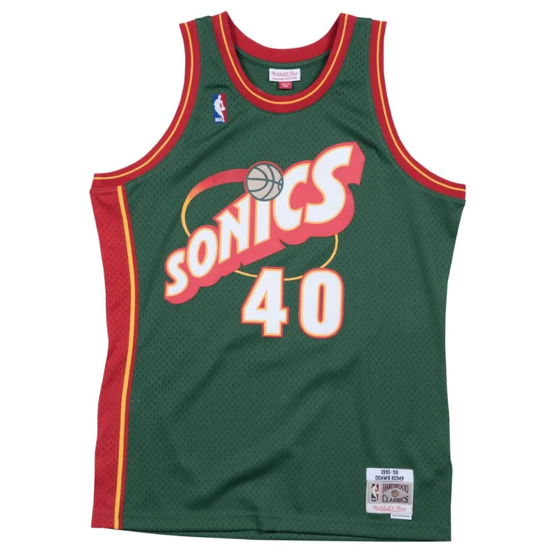 Regata Mitchell & Ness Road Swingman Jersey Seattle SuperSonics 1995-96 Shawn Kemp Verde - M