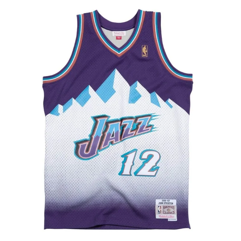 Regata Mitchell & Ness Road Swingman Jersey Utah Jazz 1996-97 John Stockton Roxa - GG