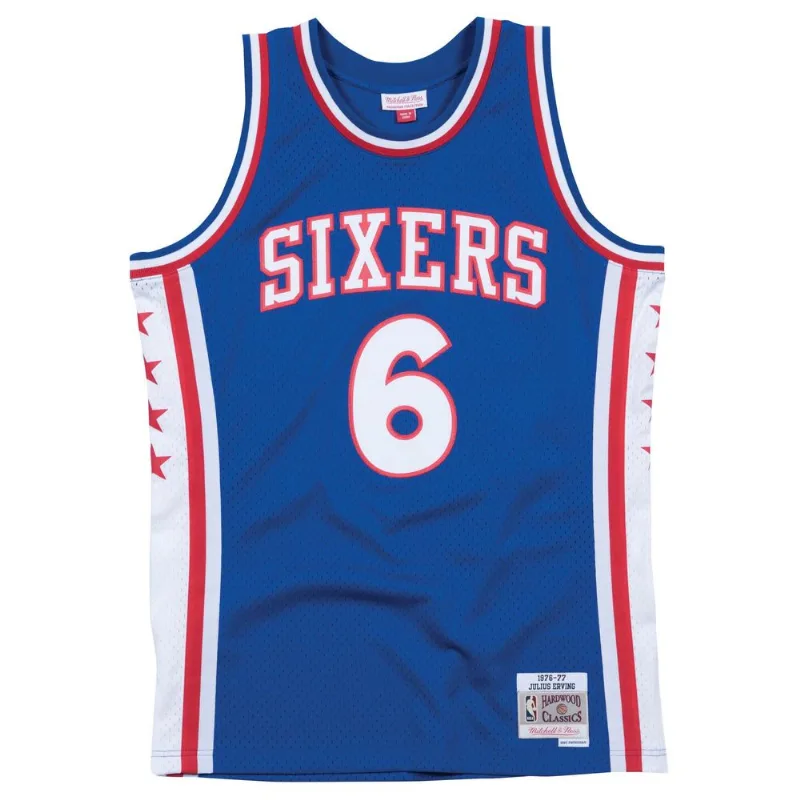 Regata Mitchell & Ness Swingman Jersey Philadelphia 76ers 1976-77 Julius Erving Azul Royal - GG