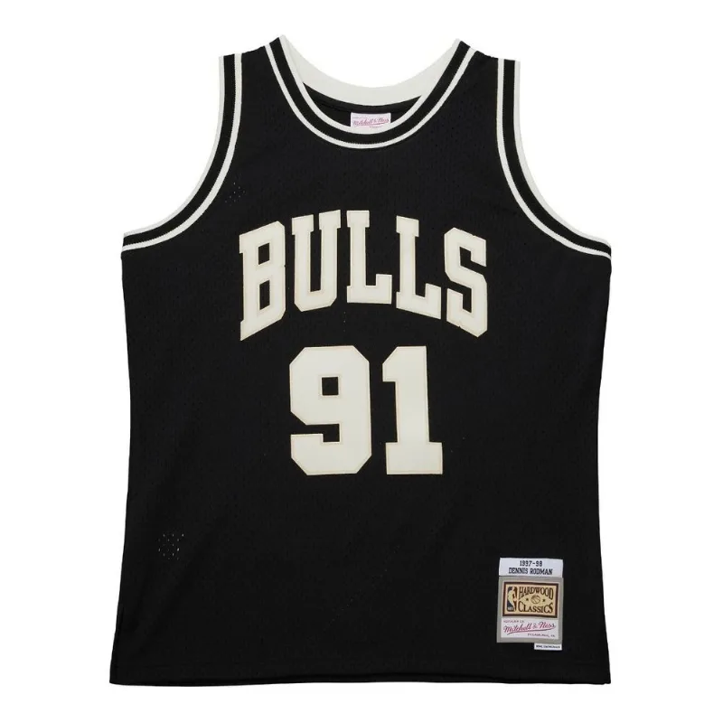 Regata Mitchell & Ness Off Court Swingman Jersey Chicago Bulls 1997-98 Dennis Rodman Preta - M
