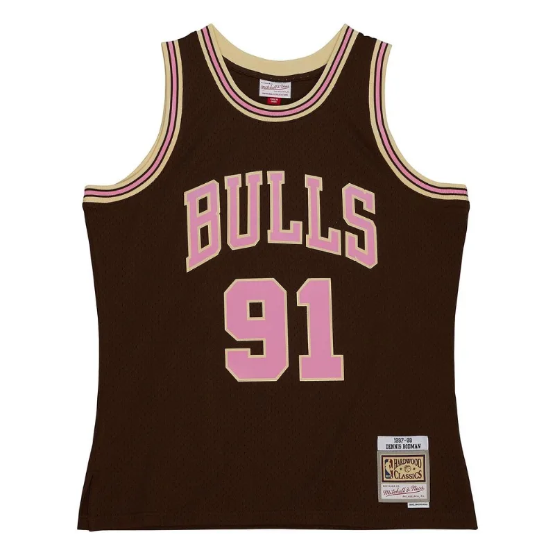 Regata Mitchell & Ness Brown Sugar Bacon Swingman Jersey Chicago Bulls 1997-98 Dennis Rodman Marrom - GG