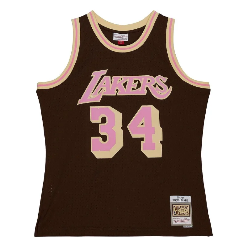 Regata Mitchell & Ness Brown Sugar Bacon Swingman Jersey Los Angeles Lakers 1996-97 Shaquille O'Neal Marrom - GG
