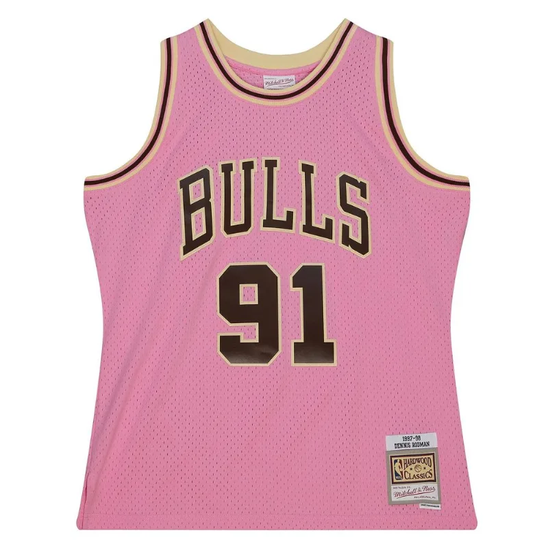 Regata Mitchell & Ness Pink Sugar Bacon Swingman Jersey Chicago Bulls 1997-98 Dennis Rodman Rosa - GG