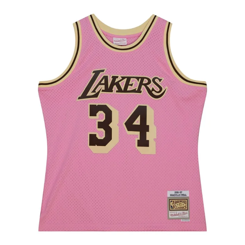 Regata Mitchell & Ness Pink Sugar Bacon Swingman Jersey Los Angeles Lakers 1996-97 Shaquille O'Neal Rosa - GG