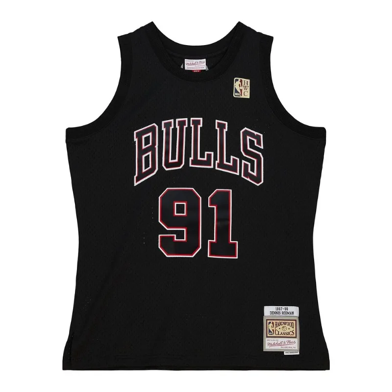 Regata Mitchell & Ness Swingman Jersey Chicago Bulls 1997-98 Dennis Rodman Preta - P