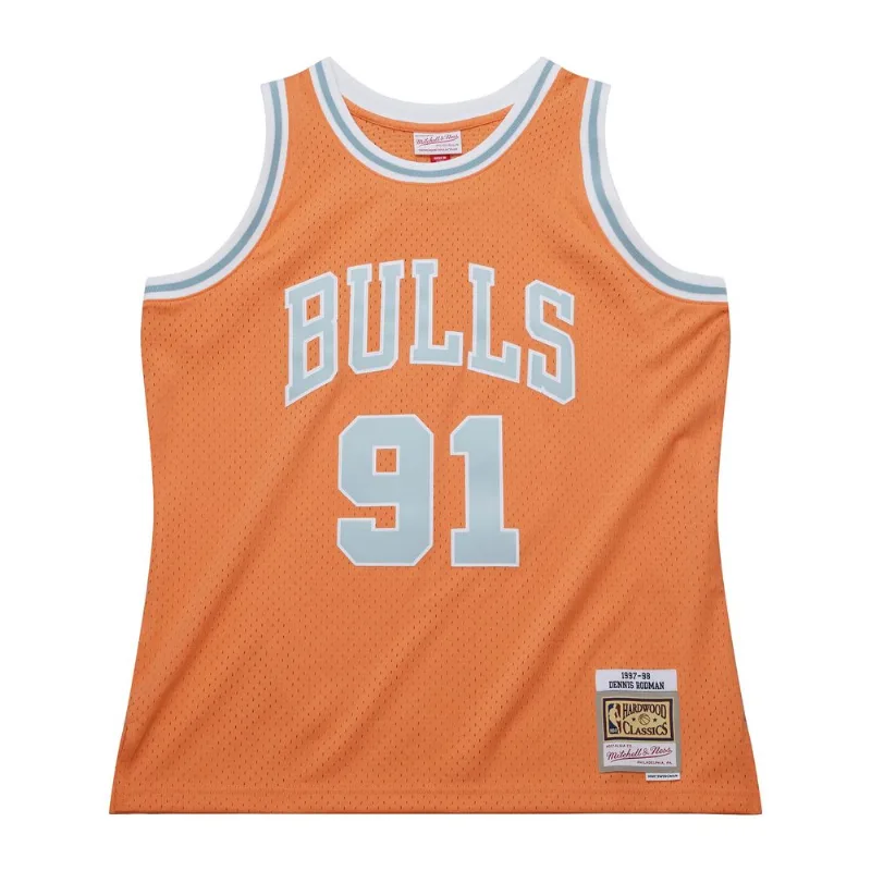Regata Mitchell & Ness Pastel Swingman Jersey Chicago Bulls 1997-98 Dennis Rodman Laranja - G