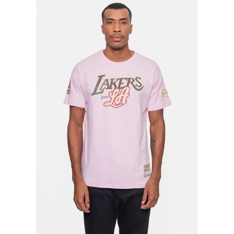 Camiseta Mitchell & Ness NBA Sugar Bacon Los Angeles Lakers Rosa Ballet - P