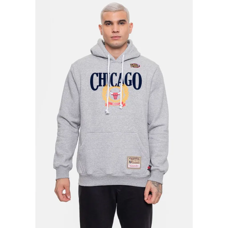 Moletom Mitchell & Ness Masculino Collegiate Chicago Bulls Cinza Mescla - P