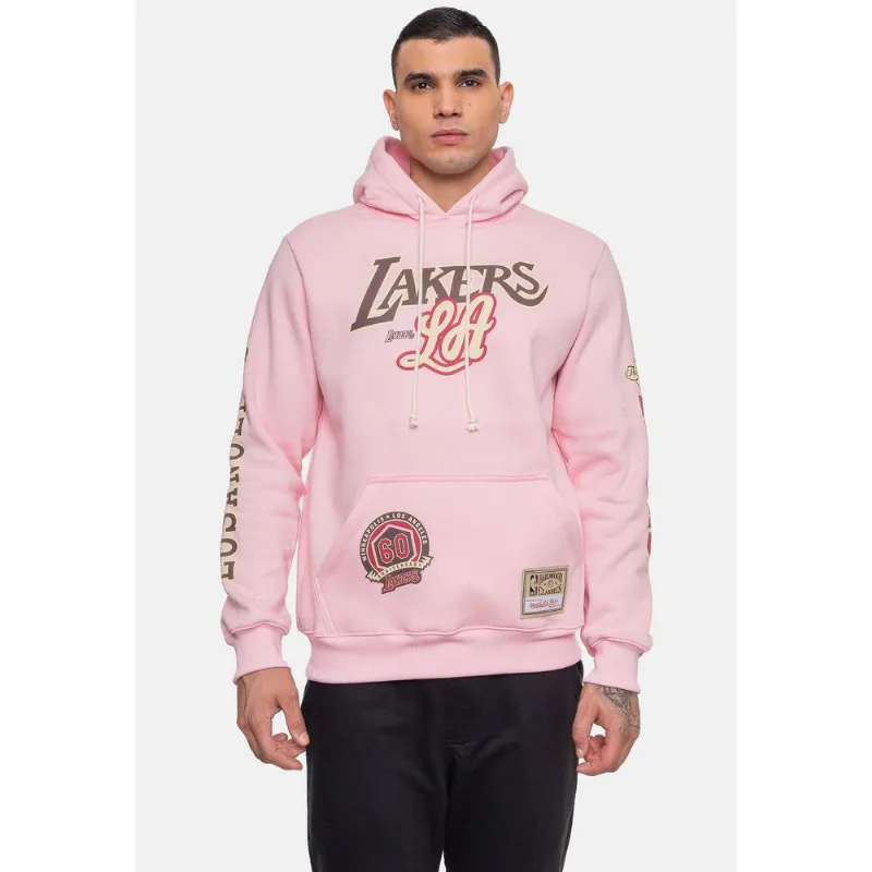 Moletom Mitchell & Ness Masculino Sugar Los Angeles Lakers Rosa Ballet - G
