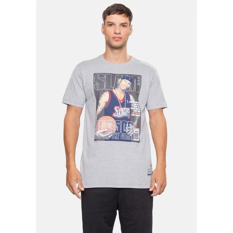 Camiseta Mitchell & Ness Slam Philadelphia 76ers Allen Iverson Cinza Mescla - G