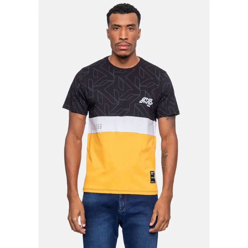 Camiseta Onbongo Masculina Stay Preta e Mostarda - G
