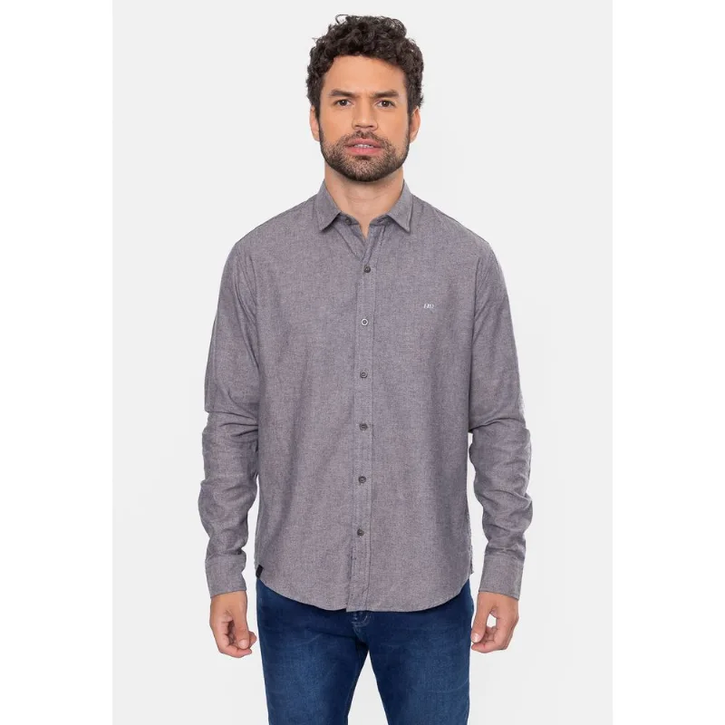 Camisa HD Manga Longa Flanelada Lisa Cinza - M