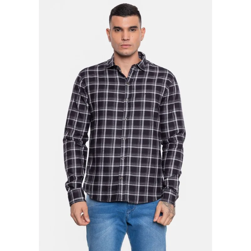 Camisa HD Manga Longa Flanelada Xadrez Preta - P
