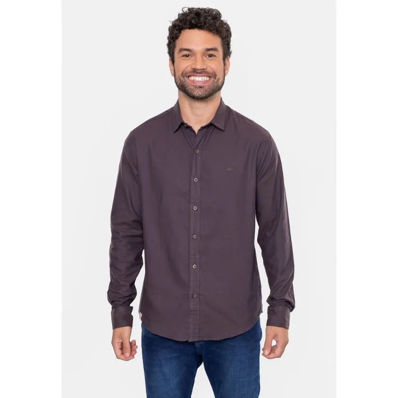 Camisa HD Manga Longa Flanelada Lisa Marrom Cafe - G