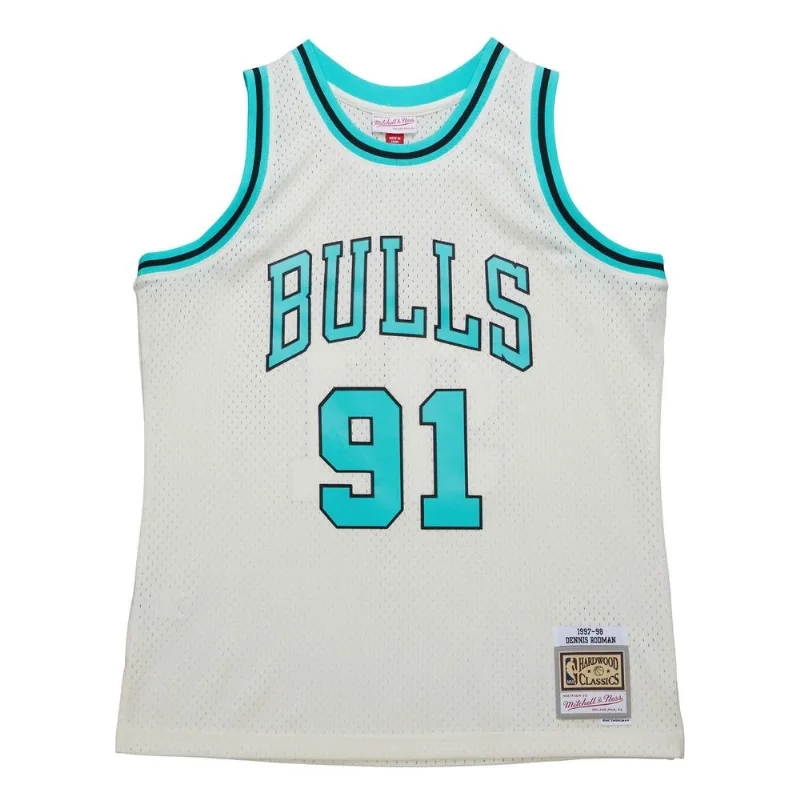 Regata Mitchell & Ness Cool Blue Swingman Jersey Chicago Bulls 1997-98 Dennis Rodman Off White - P