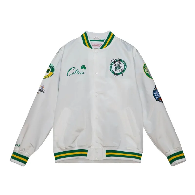 Jaqueta Mitchell & Ness City Collection Lightweight Satin Jacket Boston Celtics Branca - Plus M