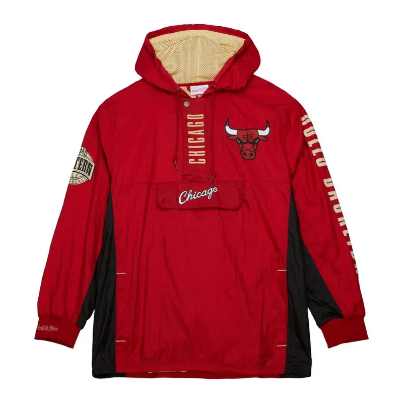 Jaqueta Mitchell & Ness Team OG 2.0 Anorak Windbreaker Vintage Logo Chicago Bulls Vermelha - P
