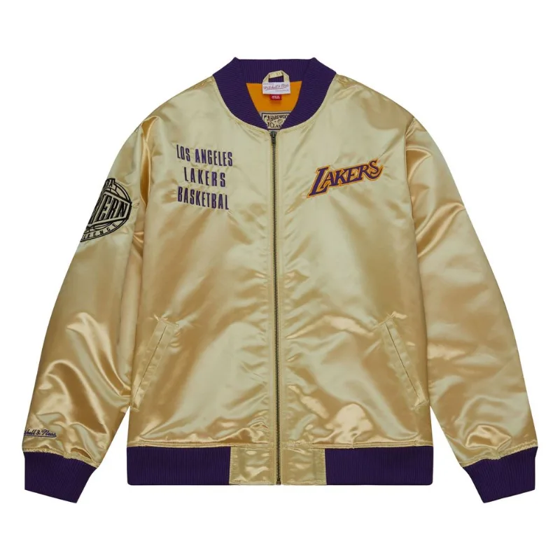 Jaqueta Mitchell & Ness Team OG 2.0 Lightweight Satin Jacket Vintage Logo Los Angeles Lakers Dourada - M