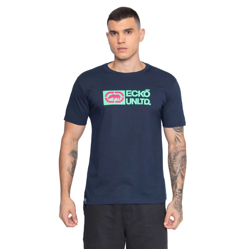 Camiseta Ecko Estampada Azul Marinho - GG
