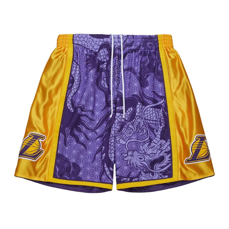 Shorts Mitchell & Ness Asian Heritage 6.0 Fashion Swingman Los Angeles Lakers Roxo - M