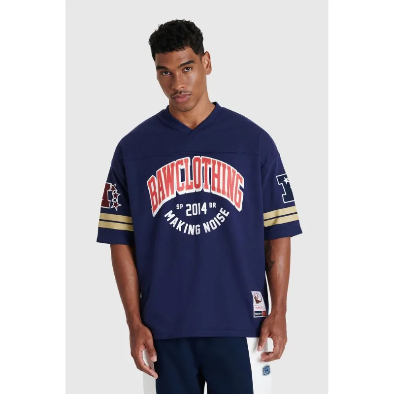 Camiseta Mitchell & Ness Oversize Collab Baw x NFL Azul Marinho - G