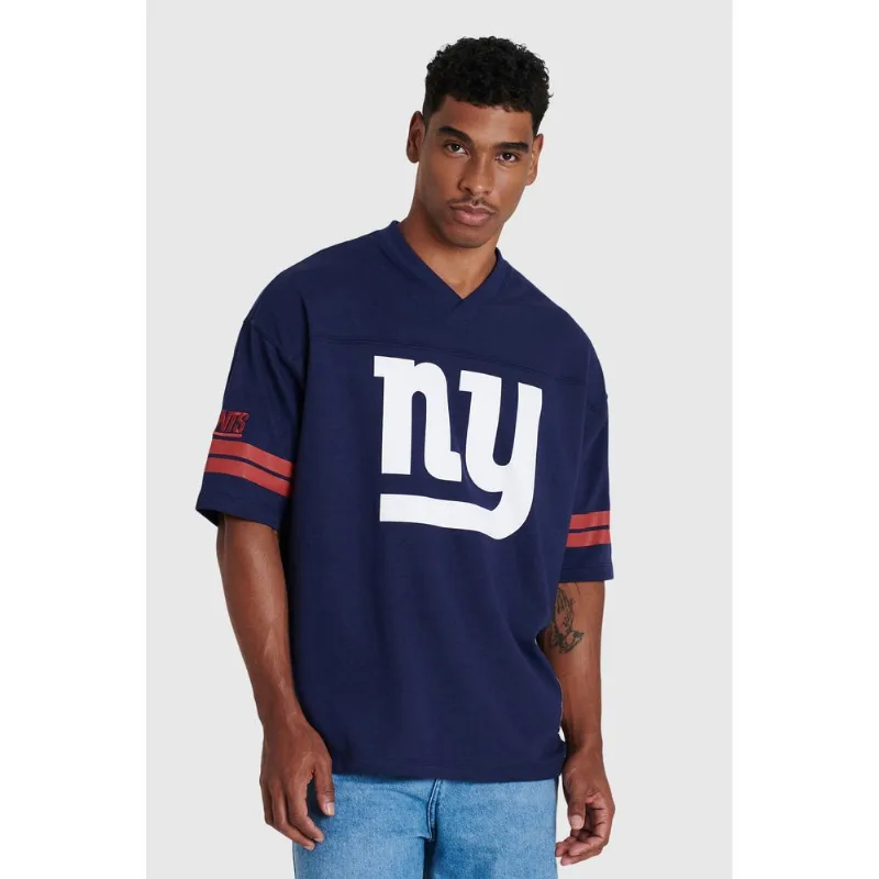 Camiseta Mitchell & Ness Oversize Collab Baw x NFL NY Giants Azul Marinho - G