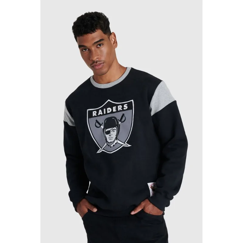 Moletom Mitchell & Ness Careca Collab Baw x NFL Las Vegas Raiders Preta - P