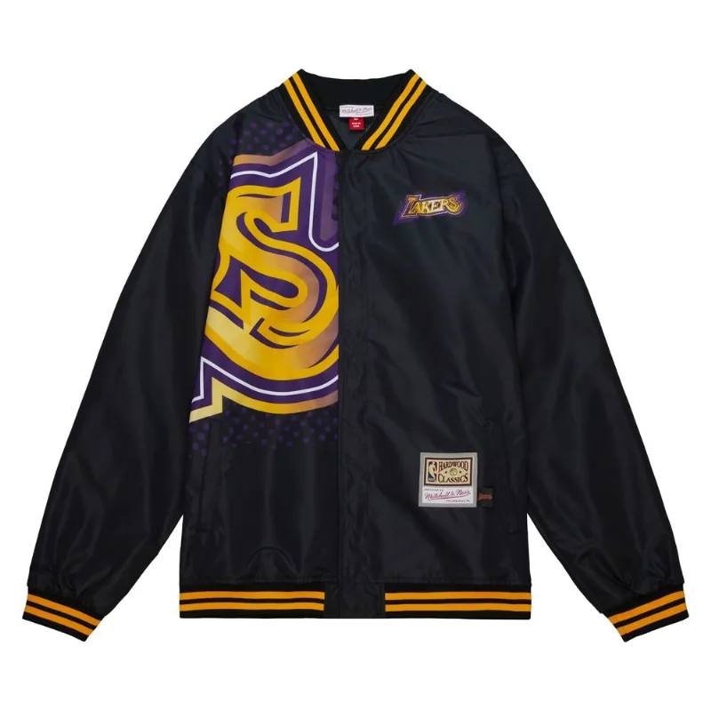 Jaqueta Mitchell & Ness Bomber Jacket Big Face 7.0 Los Angeles Lakers Preta - P