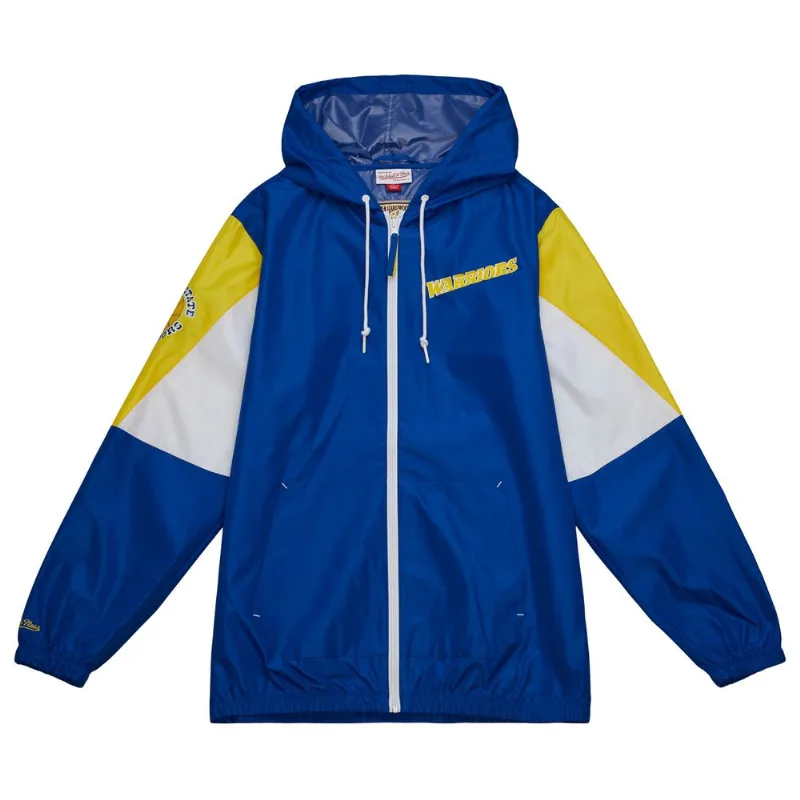 Jaqueta Mitchell & Ness NBA Throw It Back Full Zip Windbreaker Golden State Warriors Azul Royal - GG