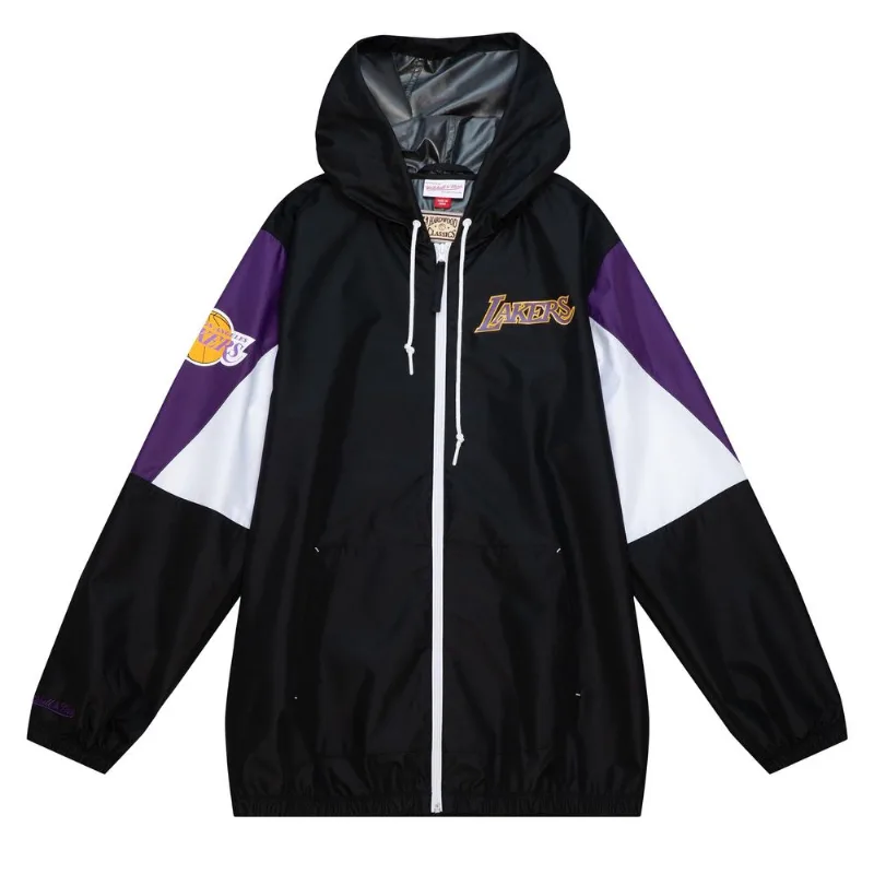 Jaqueta Mitchell & Ness NBA Throw It Back Full Zip Windbreaker Los Angeles Lakers Preta - M