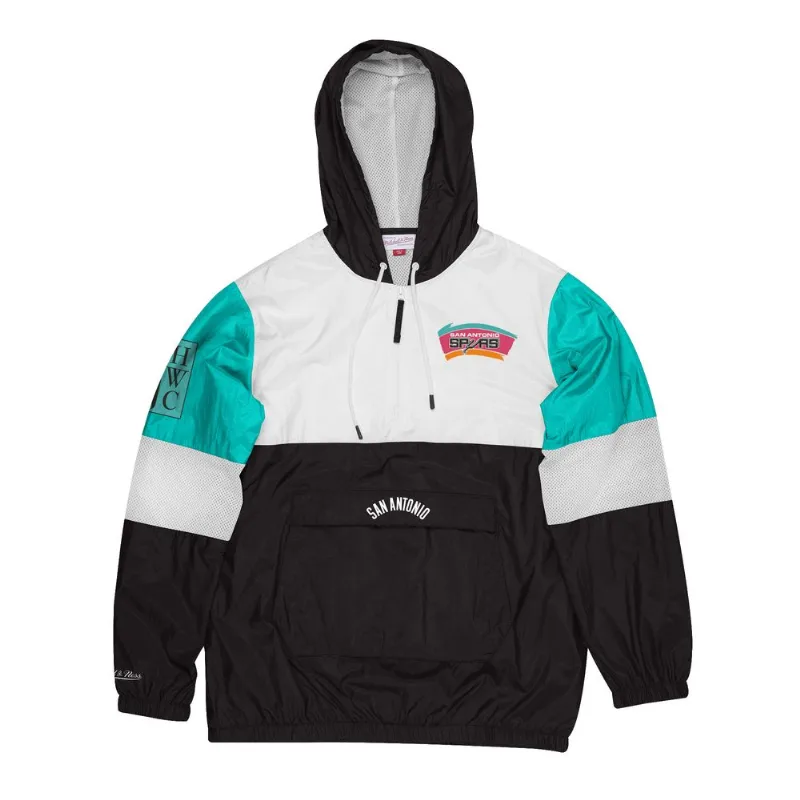 Jaqueta Mitchell & Ness Surprise Windbreaker San Antonio Spurs Preta - M