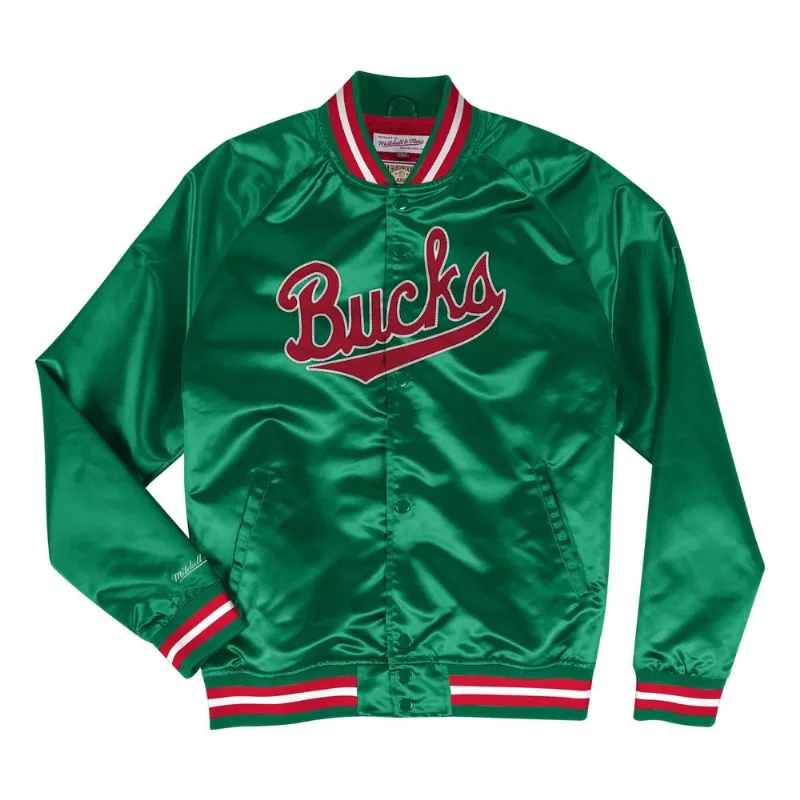 Jaqueta Mitchell & Ness Lightweight Satin Jacket Milwaukee Bucks Verde - G