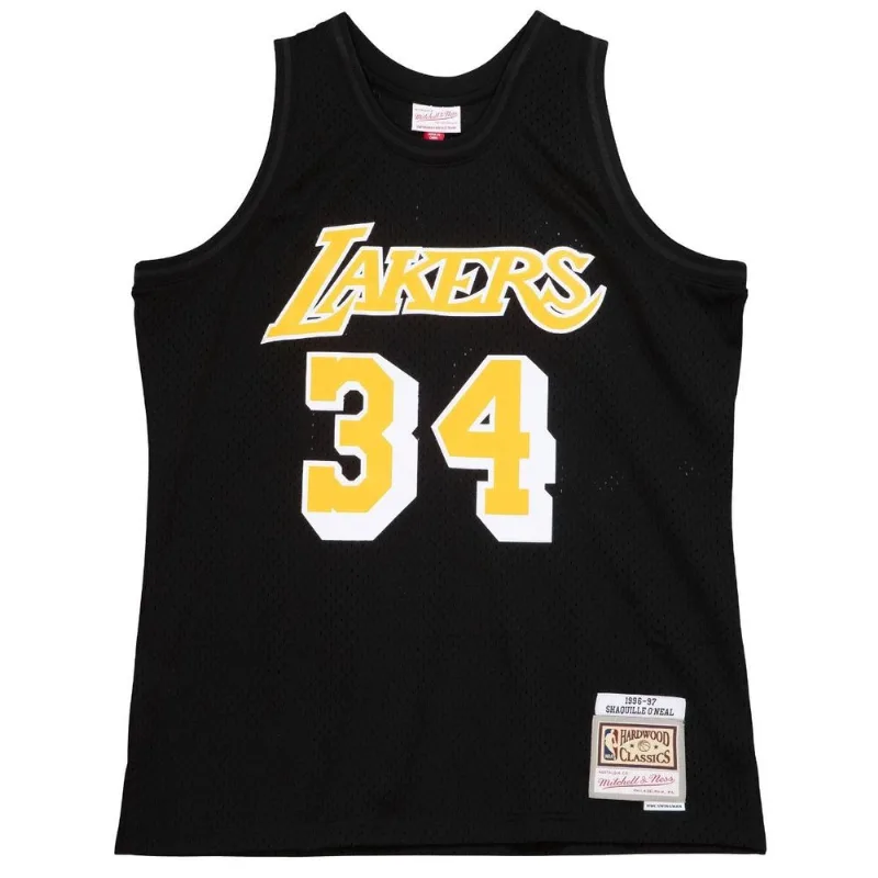 Regata Mitchell & Ness Team Color Swingman Jersey Los Angeles Lakers 1996-97 Shaquille O'Neal Preta - GG