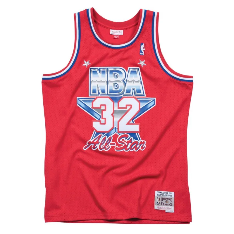 Regata Mitchell & Ness All-Star West Swingman Jersey 1991 Magic Johnson Vermelha - P