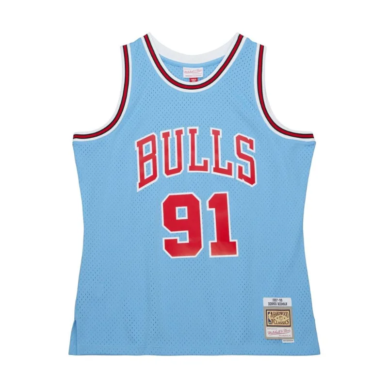Regata Mitchell & Ness Sky Blue Swingman Jersey Chicago Bulls 1997-98 Dennis Rodman Azul Celeste - XGG