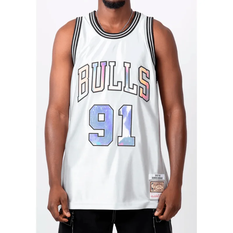 Regata Mitchell & Ness NBA Hardwood Classic Jersey Cosmic Chrome Chicago Bulls Dennis Rodman 1997-98 Prata - S