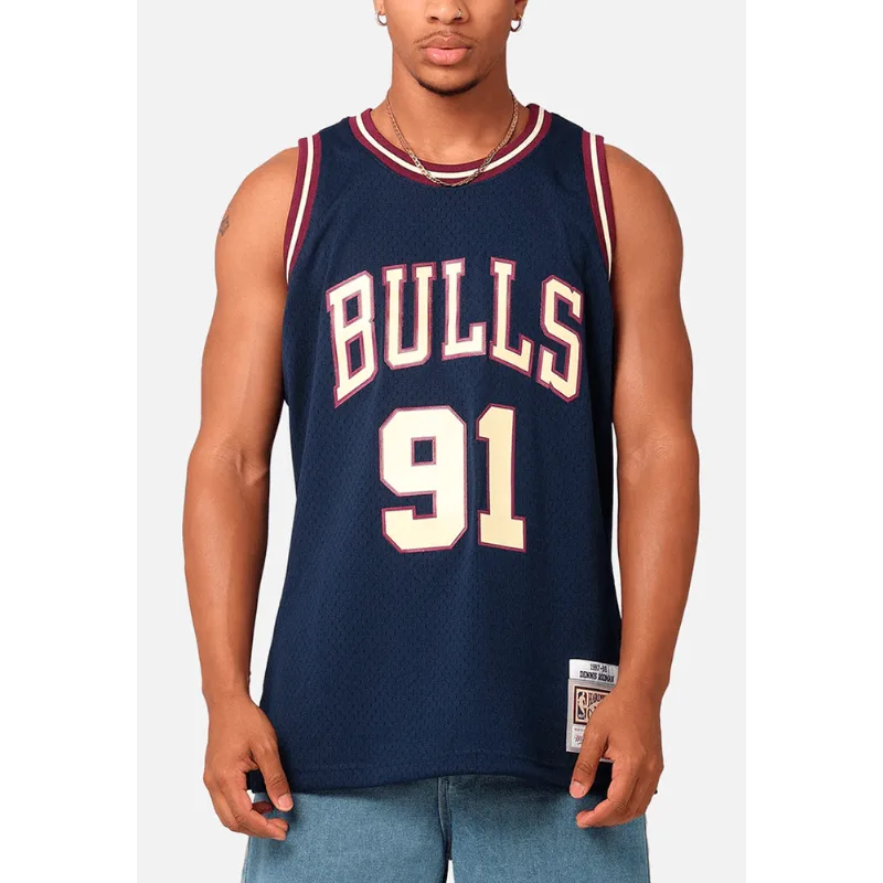 Regata Mitchell & Ness NBA Swingman Jersey Culture Kings Chicago Bulls Dennis Rodman 1995-96 Azul Marinho - 4XL