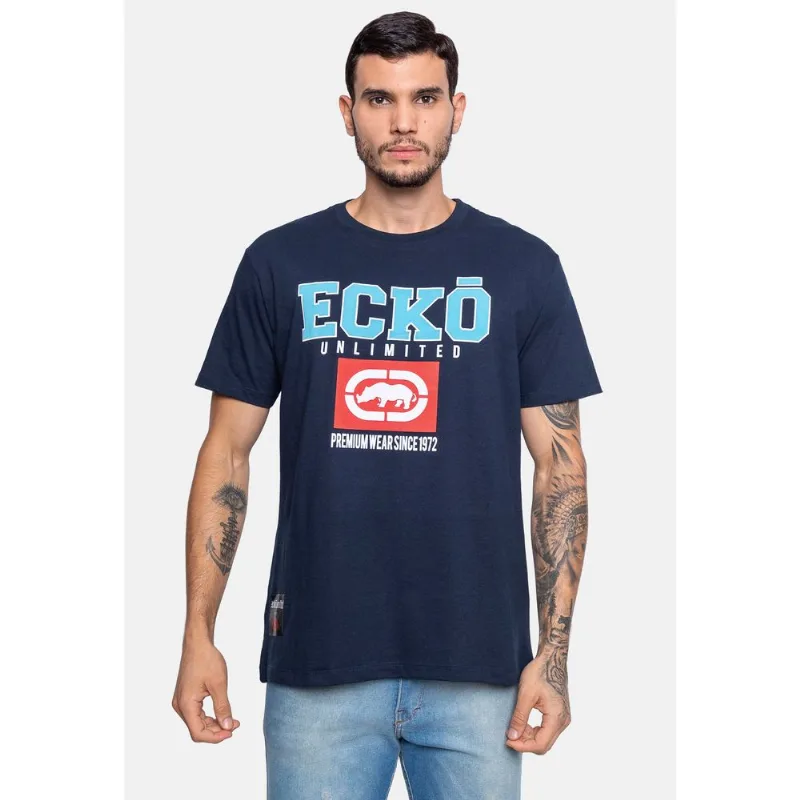 Camiseta Ecko Estampada Azul Marinho - GG