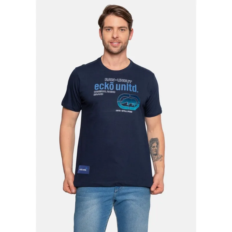 Camiseta Ecko Estampada Azul Marinho - G